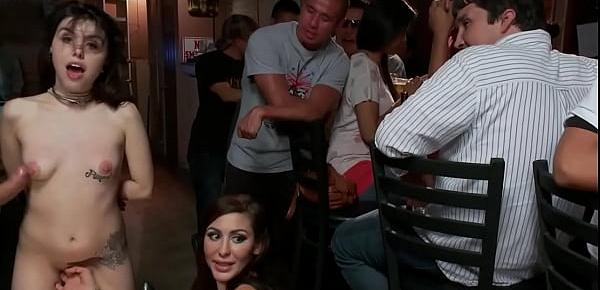  Petite slut anal fucked in public bar